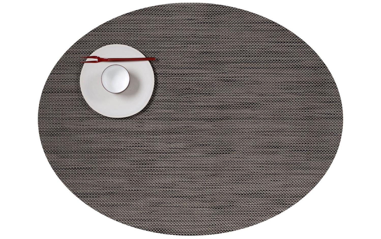 Chilewich Tischset Mini Basketweave 1 Stk Light grey, Oval, 36 x 49 cm