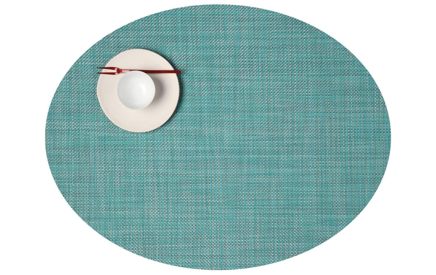 Chilewich Tischset Mini Basketweave 1 Stk Turquoise, Oval, 36 x 49 cm
