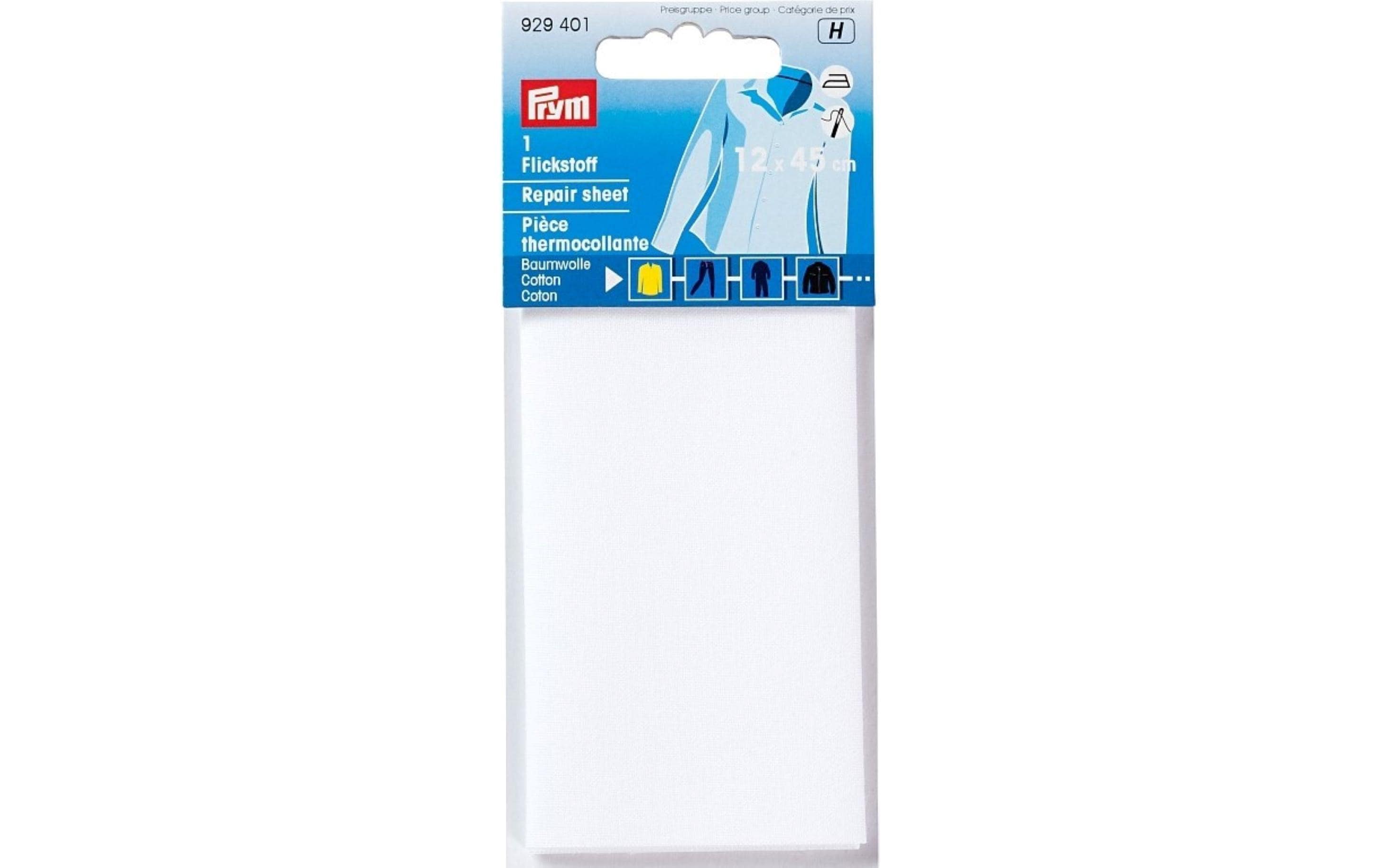 Prym Flickstoff, weiss 12 x 45 cm, Karte, aufbügelbar, Baumwolle