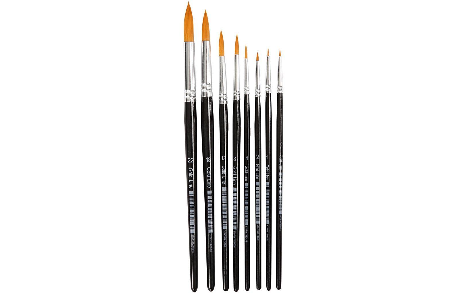 Creativ Company Rundpinsel Allrounder 8 Stück, Grösse 0 - 22, B: 1.5 - 8 mm