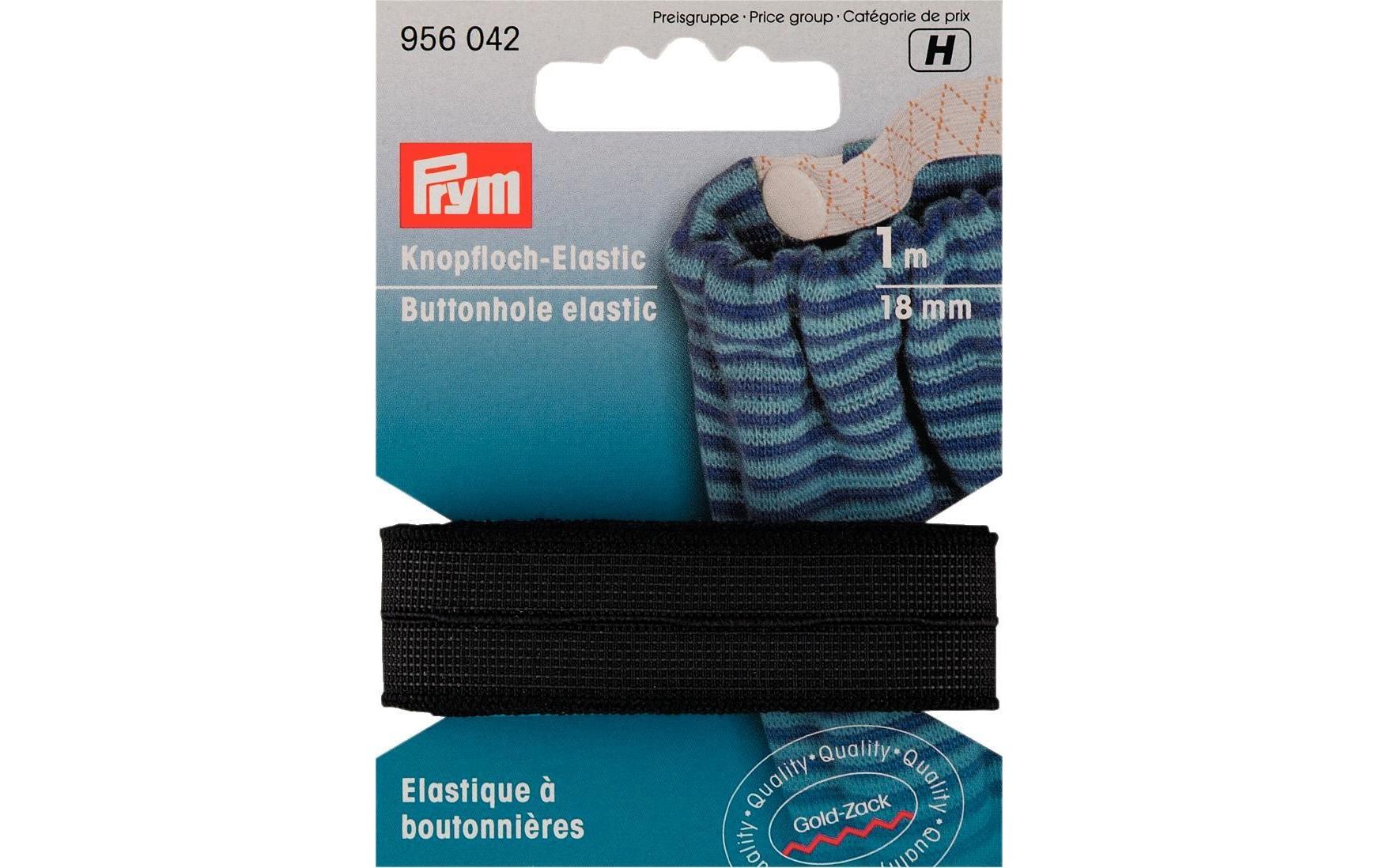 Prym Knopfloch-Elastic glattes Band 18 mm, Karte 1 m, schwarz