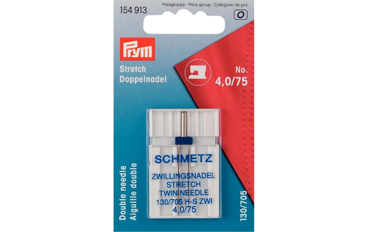Prym Doppel-Nähmaschinennadel Stretch Nr. 75, 4,0 mm, Karte