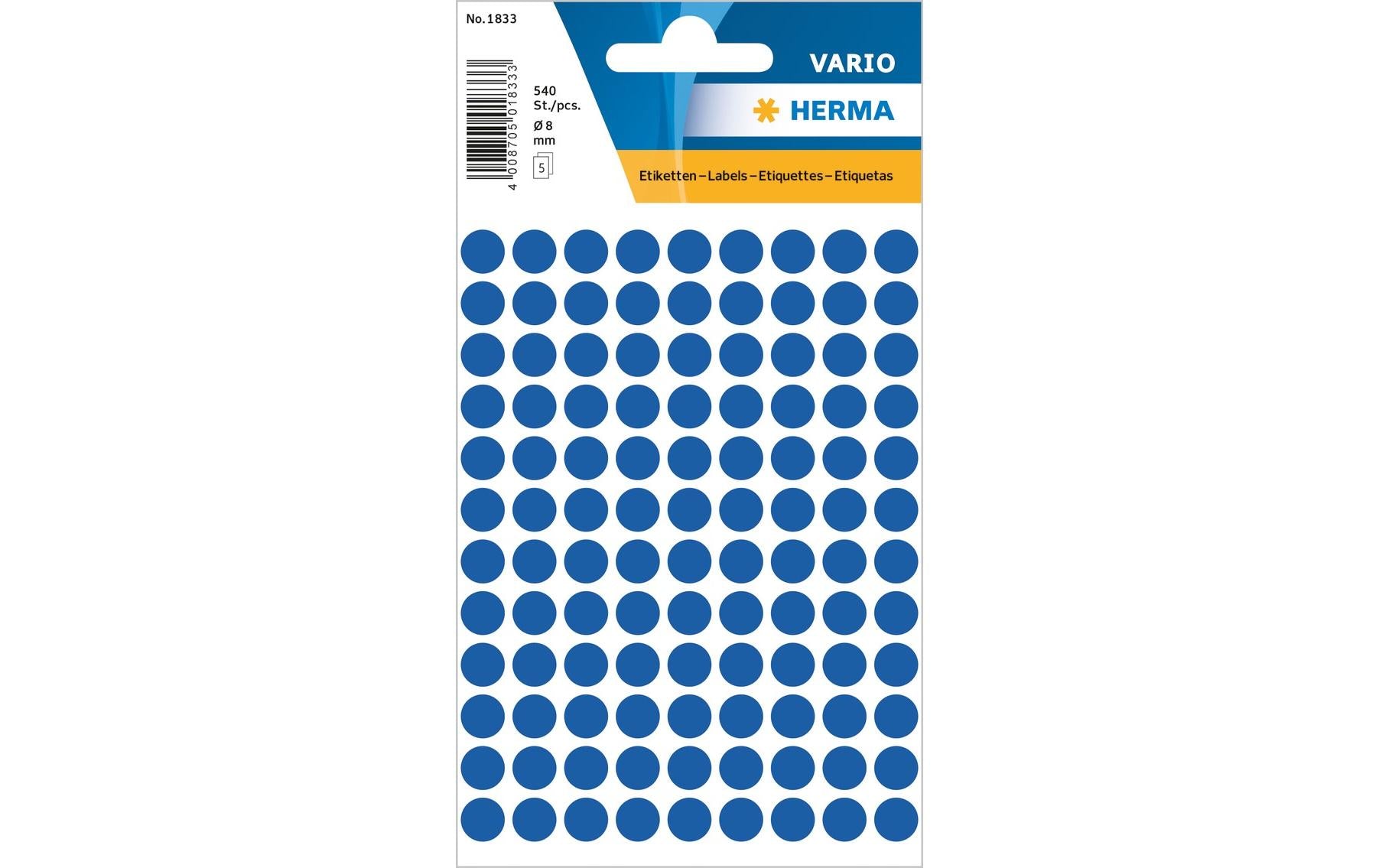Herma VARIO FARBPUNKTE DUNKELBLAU Ø8 Durchmesser 8 cm, 540 Etiketten