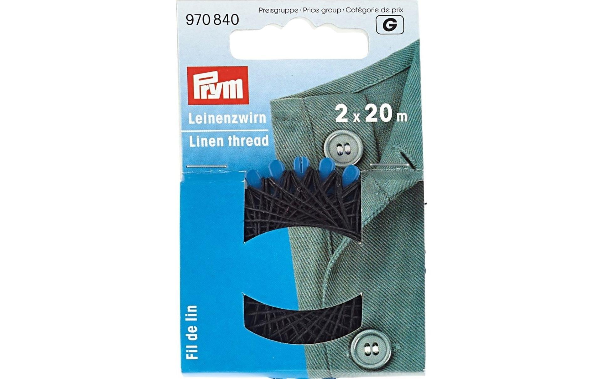 Prym Leinenzwirn, schwarz 20 m, Karte 2 Stück