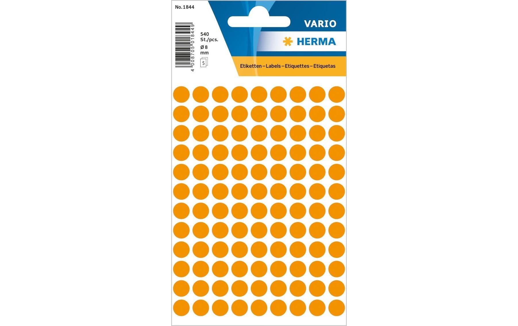 Herma VARIO FARBPUNKTE LEUCHTORANGE Ø8 Durchmesser 8 cm, 540 Etiketten