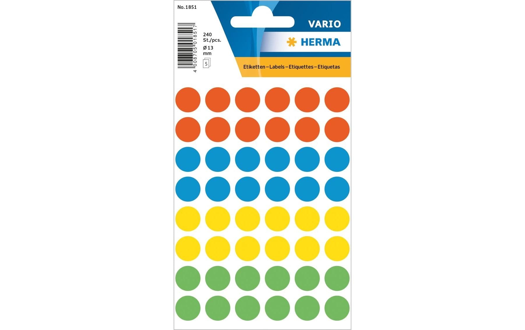 Herma VARIO FARBPUNKTE SORTIMENT Ø13 Durchmesser 13 cm, 240 Etiketten