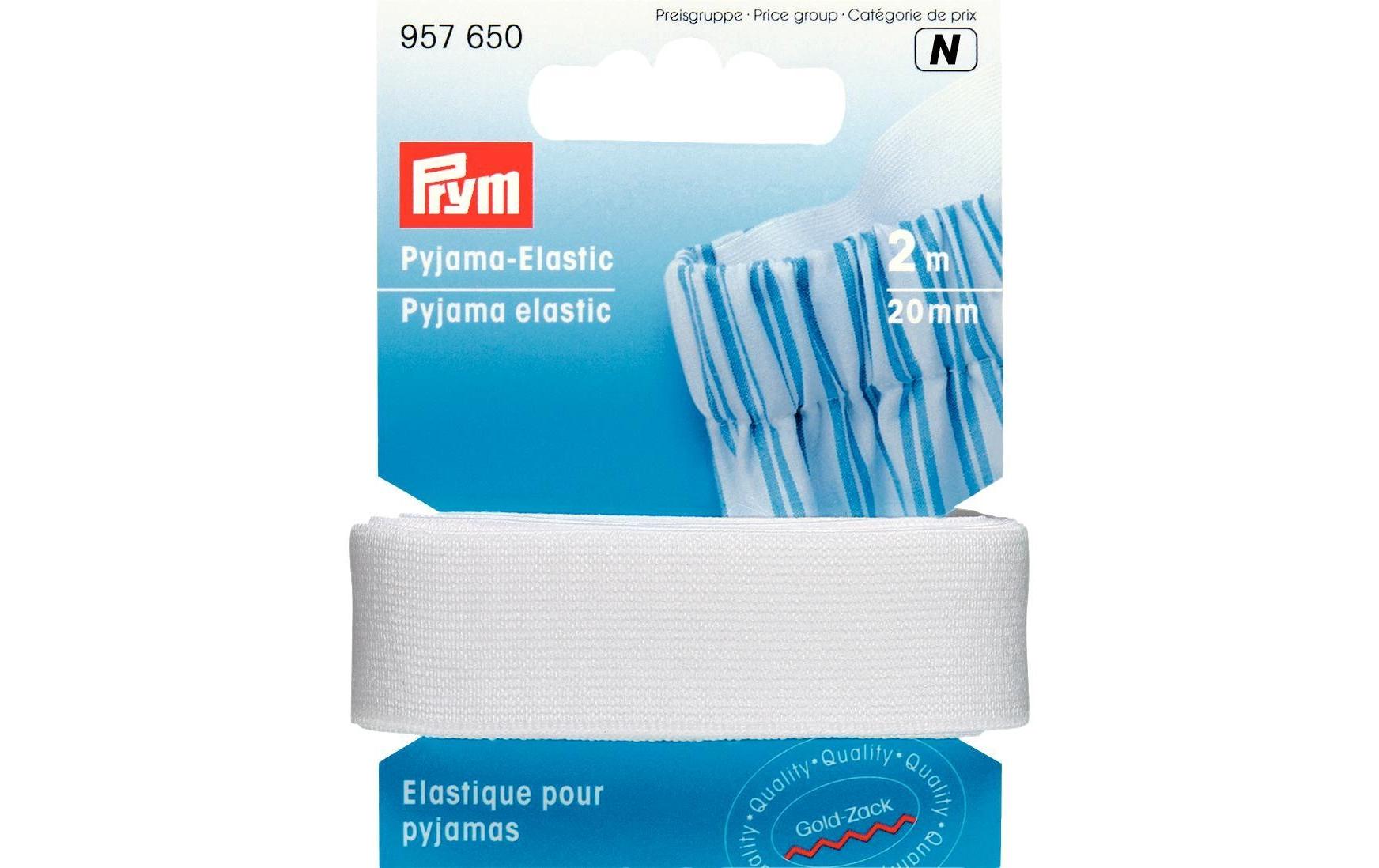 Prym Pyjama-Elastic, weiss 20 mm, Karte 2 m