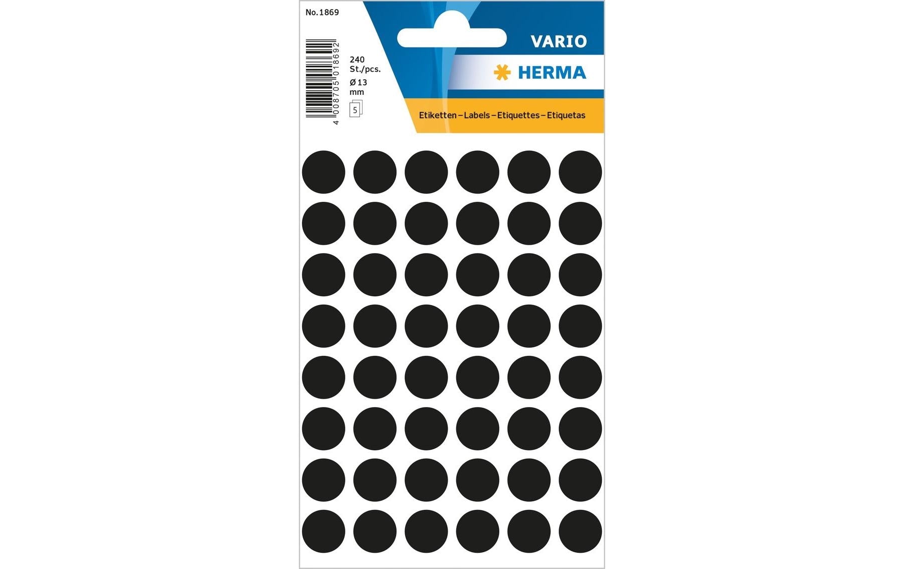 Herma VARIO FARBPUNKTE SCHWARZ Ø 13 Durchmesser 13 cm, 240 Etiketten