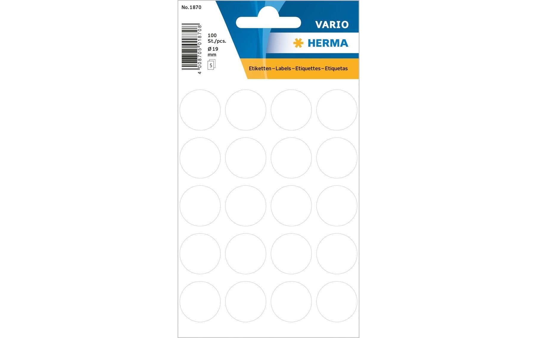 Herma VARIO FARBPUNKTE WEISS Ø19 Durchmesser 19 cm, 100 Etiketten