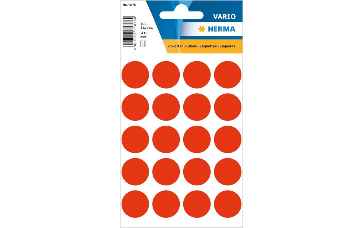 Herma VARIO FARBPUNKTE LEUCHTROT Ø19 Durchmesser 19 cm, 100 Etiketten