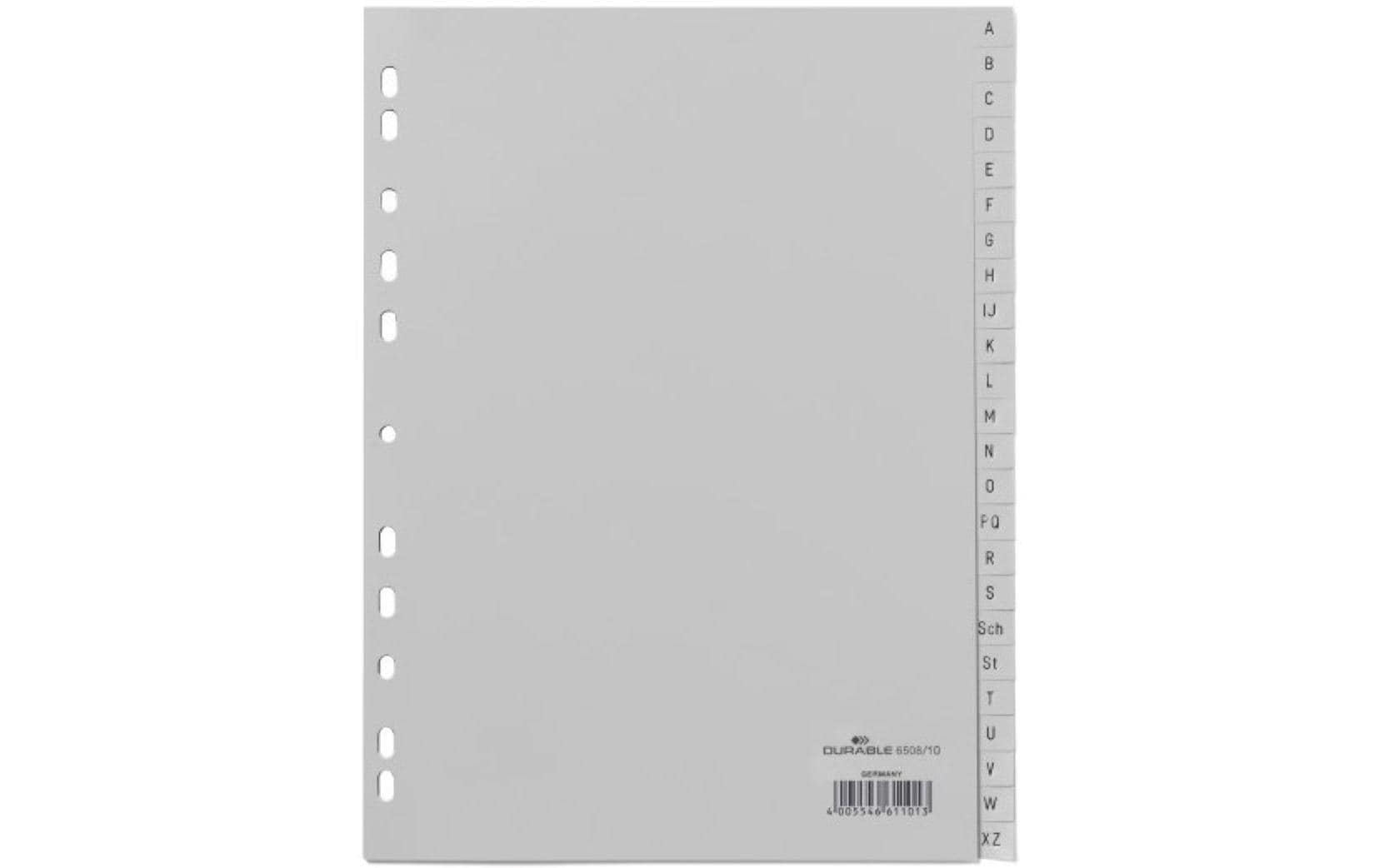 Durable Register A4 A-Z 24-tlg. grau volldeckend, mit geprägten Taben