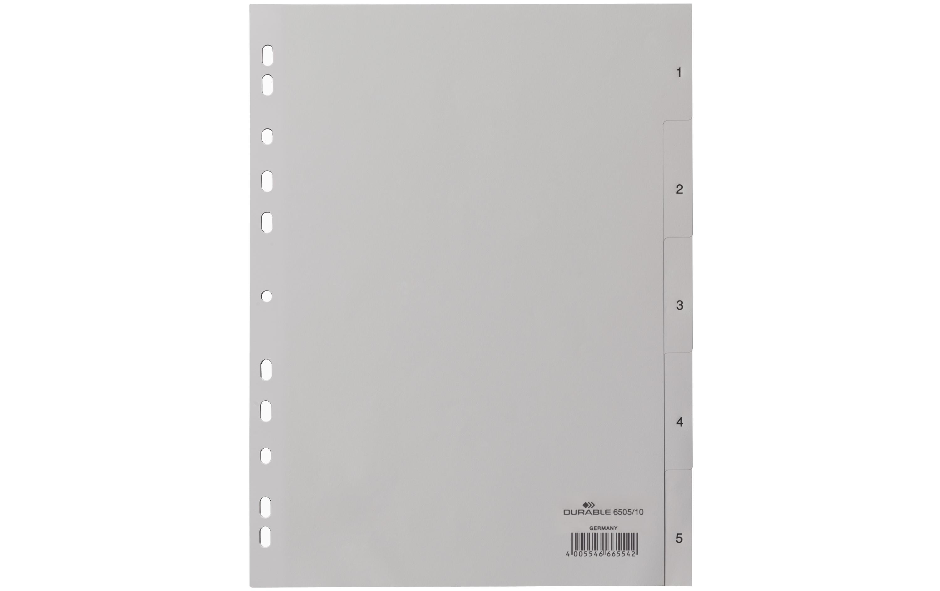 Durable Register PP geprägt 1-5 DIN A4, volldeckend, grau