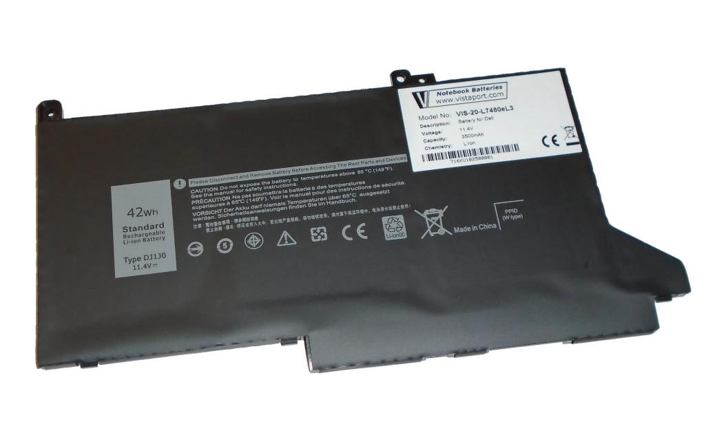 Vistaport Notebook Batteries für Dell 11.4V, 3500mAh, 42Wh, 3 Zellen