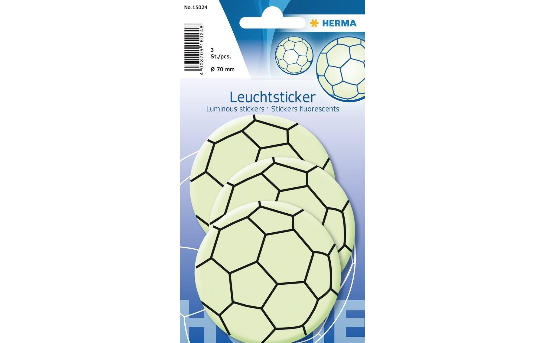 Herma Leuchtsticker Fussball Maxi 1 Blatt, 3 Sticker