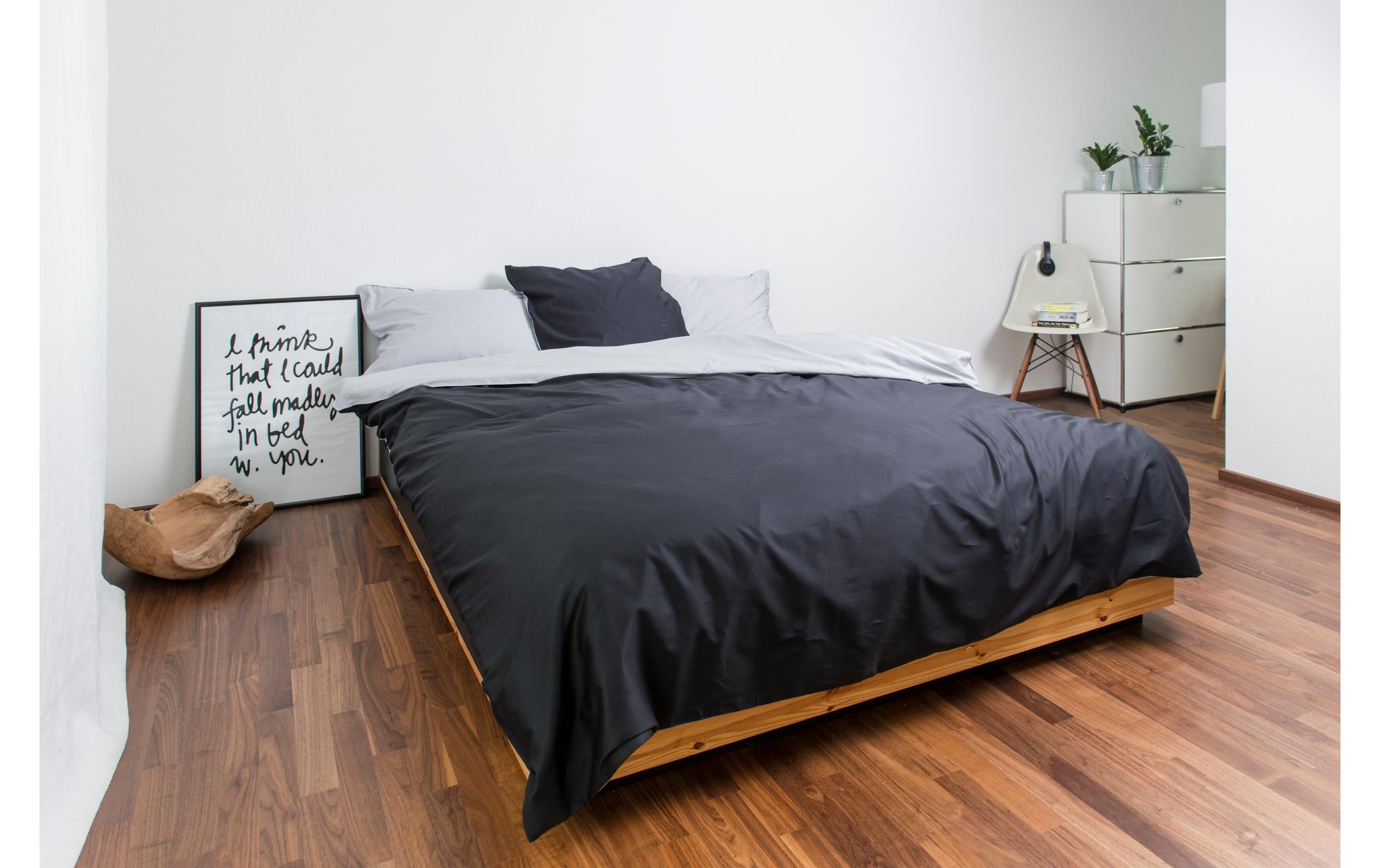 Mia silber/anthrazit Satin 160x210 cm 100% BW mercerisiert, double face, RV