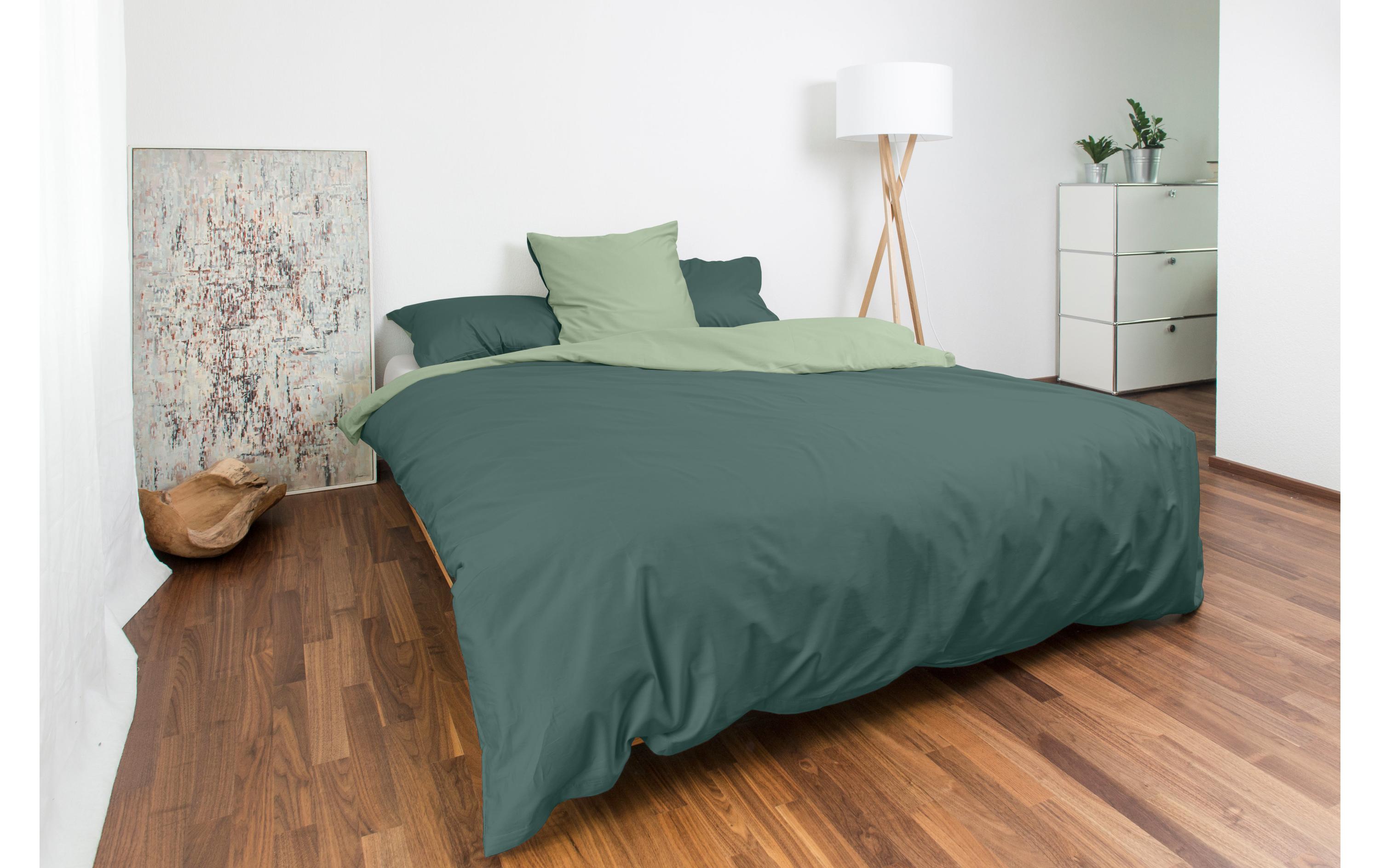Mia green/mint Duvetbezug 160x210 cm 100% BW-Satin, uni Double Face