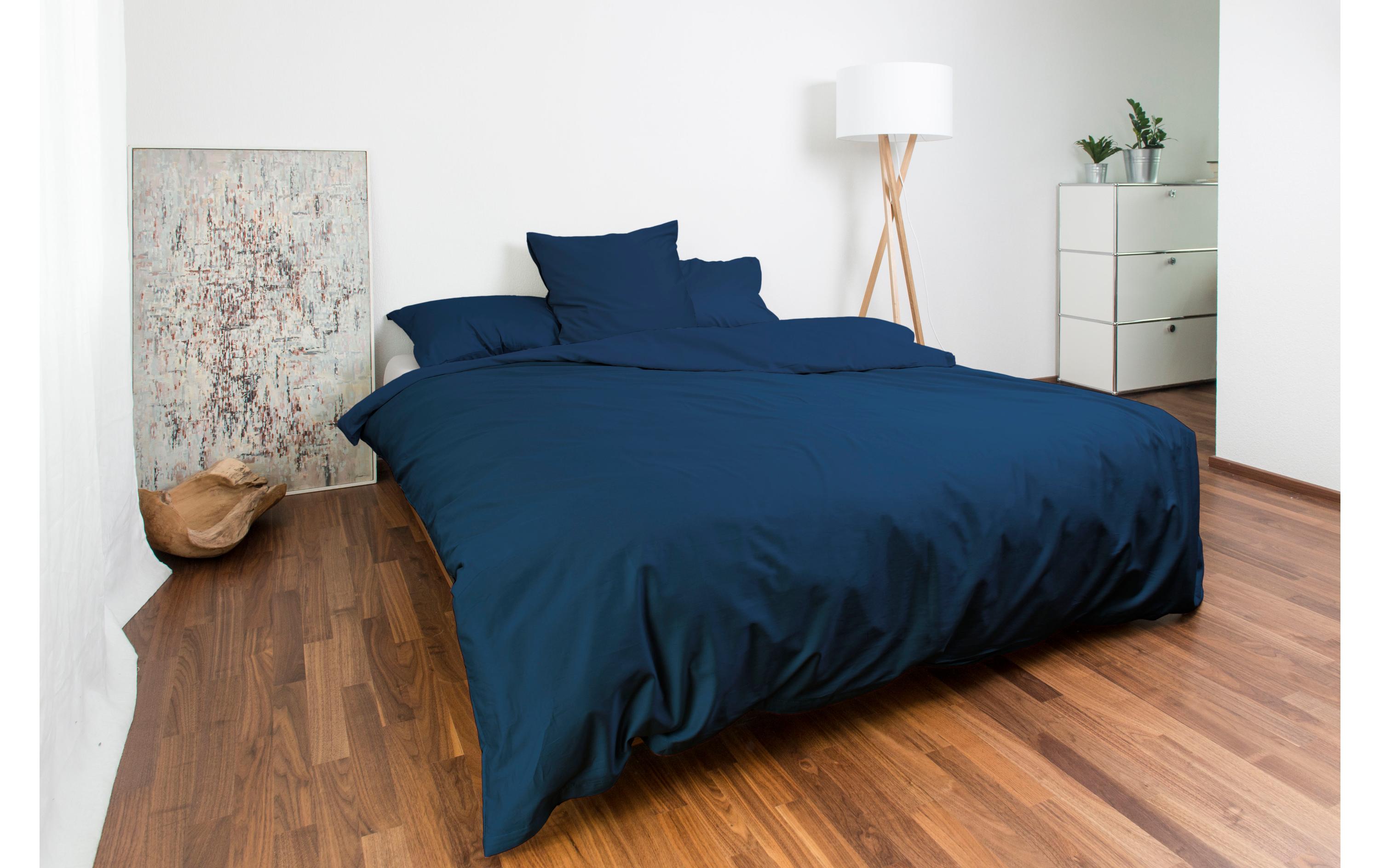 Oni marine Uni-Satin 160x210 cm 100% BW-Satin uni, mercerisiert, RV