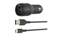 Belkin BoostCharge USB-A-Kfz-Ladegerät Dua 2 Anschlüssen (24 W) USB-A/USB-C Kabel