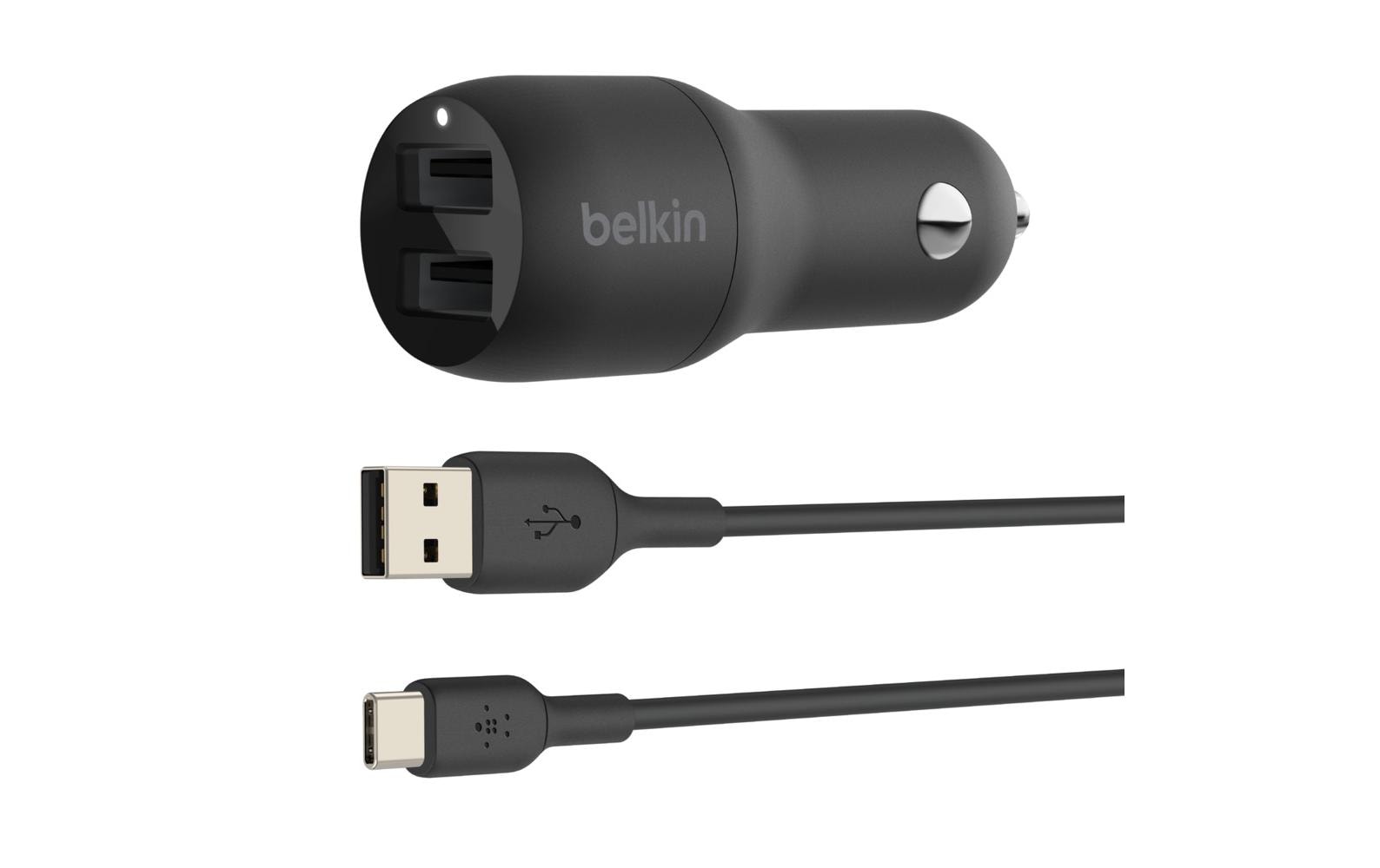 Belkin BoostCharge USB-A-Kfz-Ladegerät Dua 2 Anschlüssen (24 W) USB-A/USB-C Kabel
