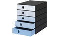 Styro Schubladenbox styroval pro color flow 5 Schubladen, blau / schwarz