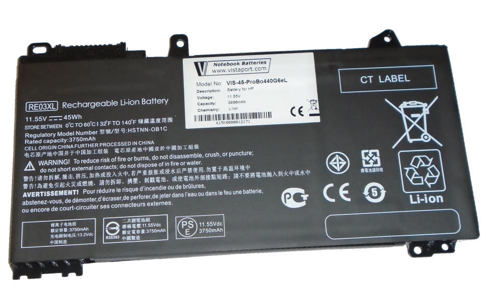 Vistaport Notebook Batteries für HP 1.55V, 3900mAh, 45Wh, 3 Zellen