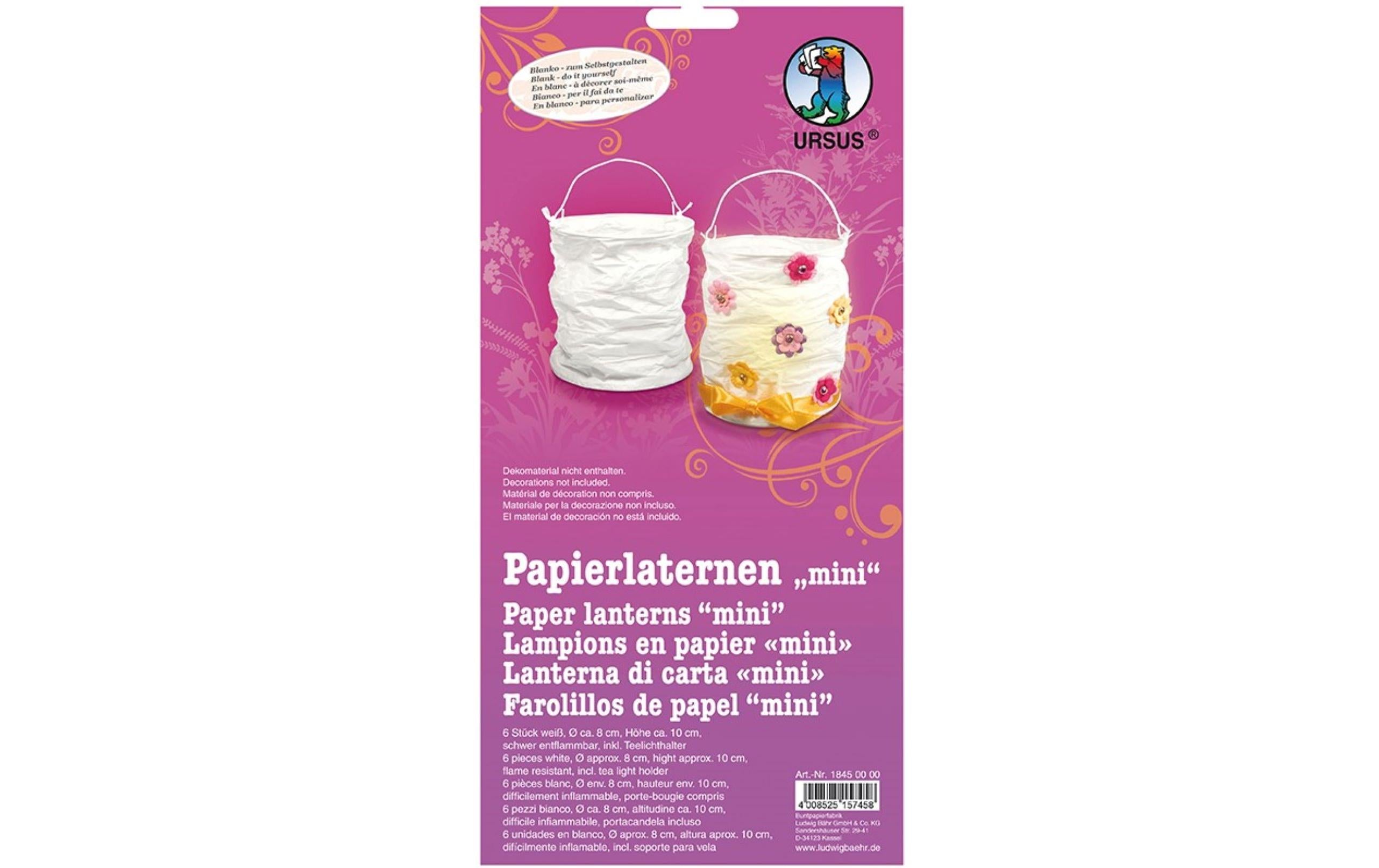 Ursus Papierlaternen weiss 6 Stück, Durchmesser 8cm, Höhe 10cm
