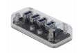 Delock USB 3.0 Hub 64087 4 Ports transparent, 4 USB Typ-A, Plug & Play