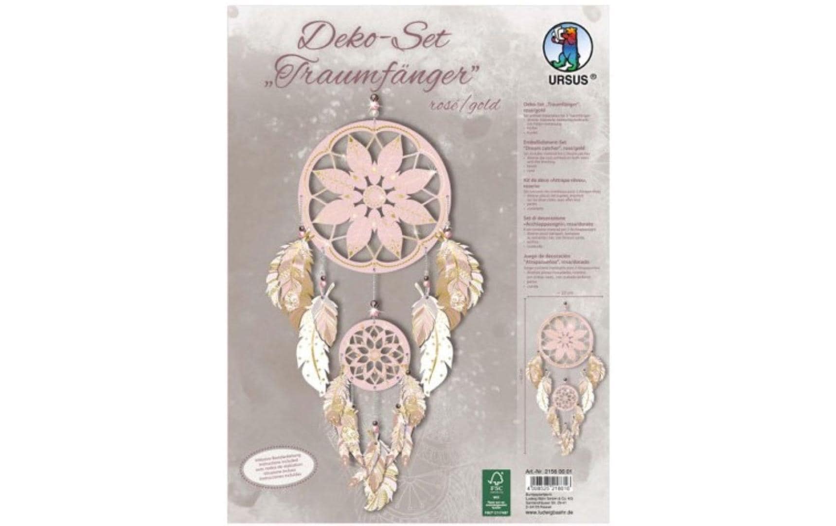 Ursus Bastelset Traumfänger Rose/Gold Set enthält Materialien für 2 Stück