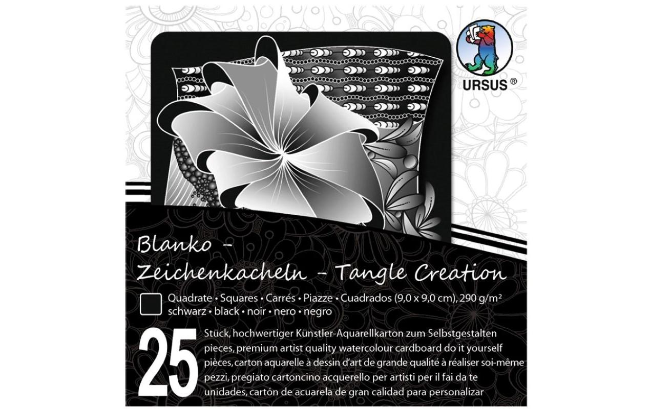 Ursus Zeichenkacheln Quadrat 9 x 9 cm 25 Stück, schwarz, 290 g/m2