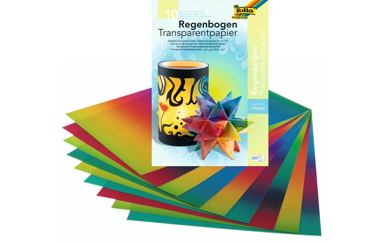 Folia Transparentpapier Regenbogen 10 Blatt, 22x32cm