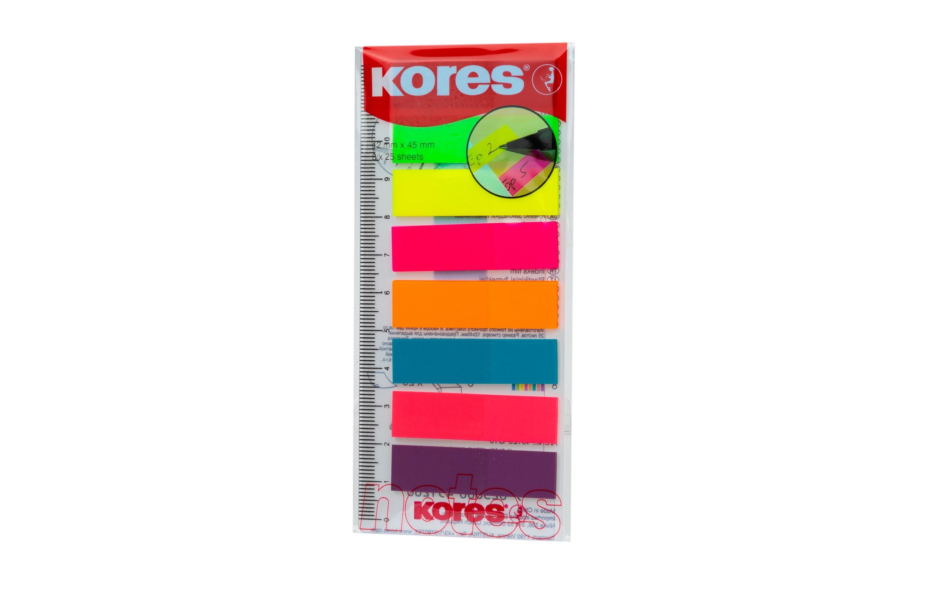 Kores Pagemarker Neon 1 Packung à 200 Stück (25 Stk. Pro Farbe)