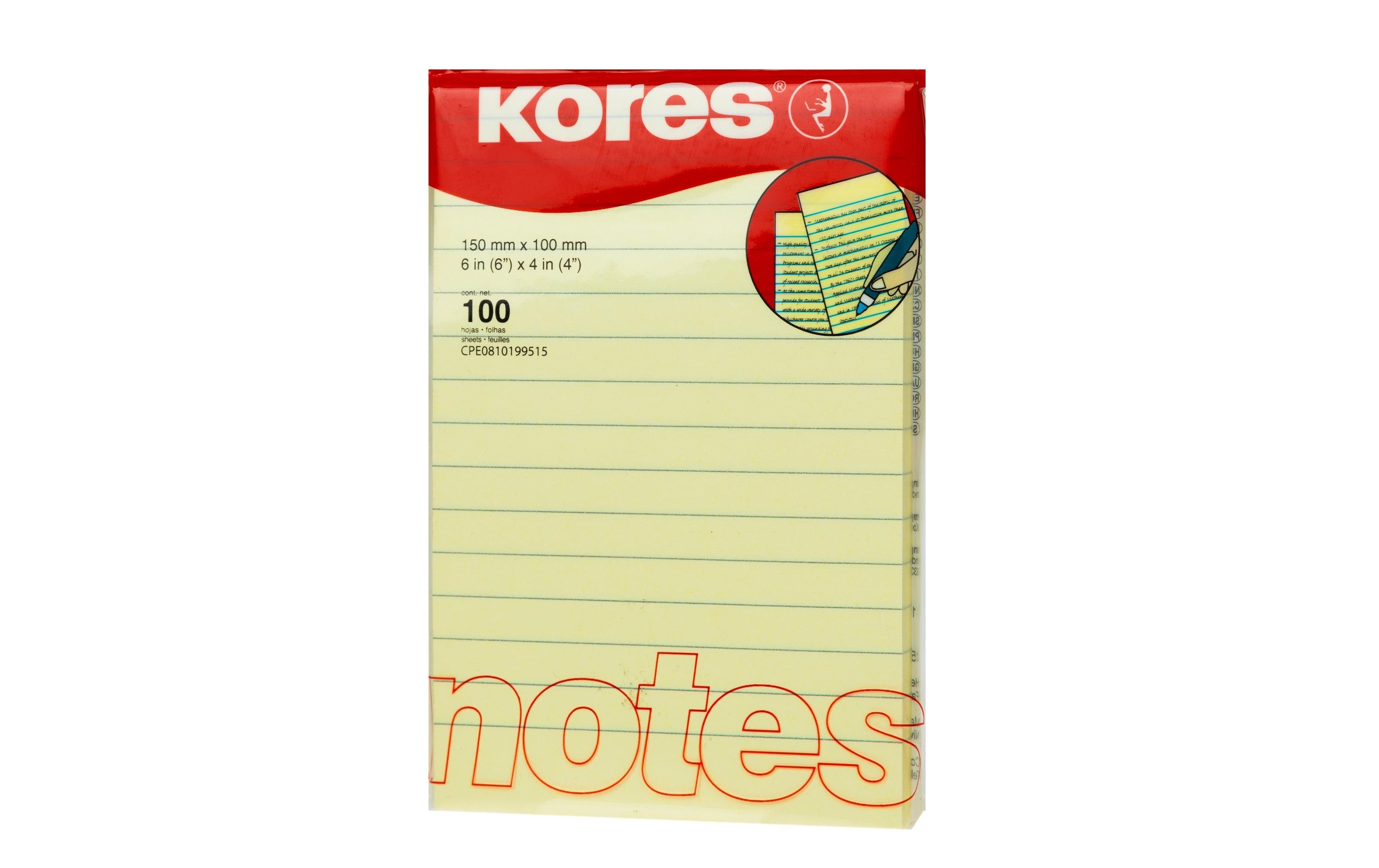 Kores Haftnotizen liniert 1 Block, 100 Blatt, 150 x 100 mm