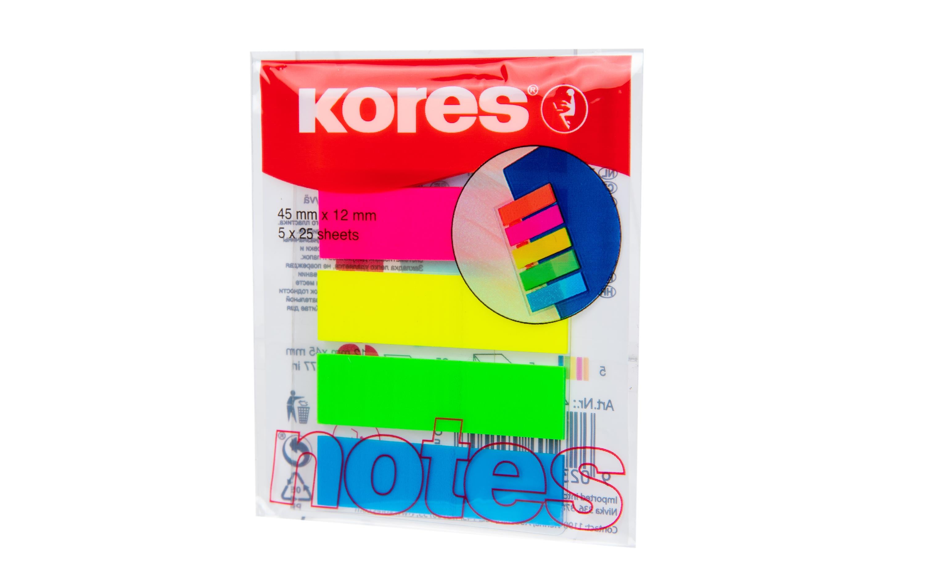 Kores Pagemarker Neon 1 Packung à 125 Stück (25 Stk. Pro Farbe)
