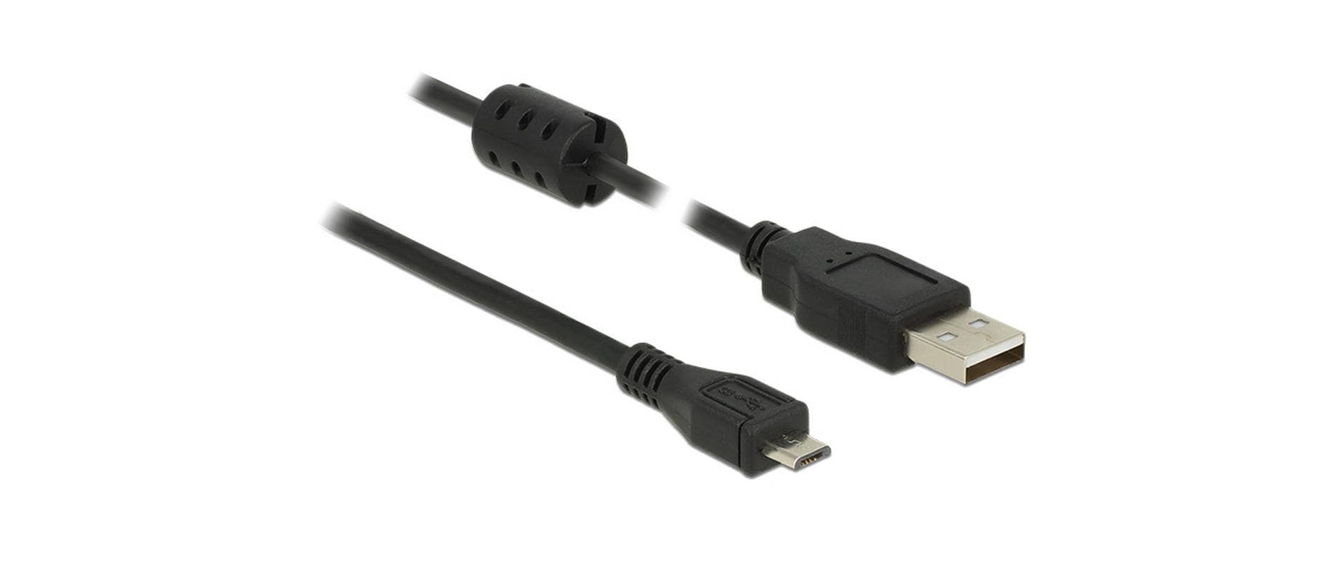 Delock USB2 Kabel A-MicroB, 1m, schwarz für USB2.0 Geräte, 480 Mbps