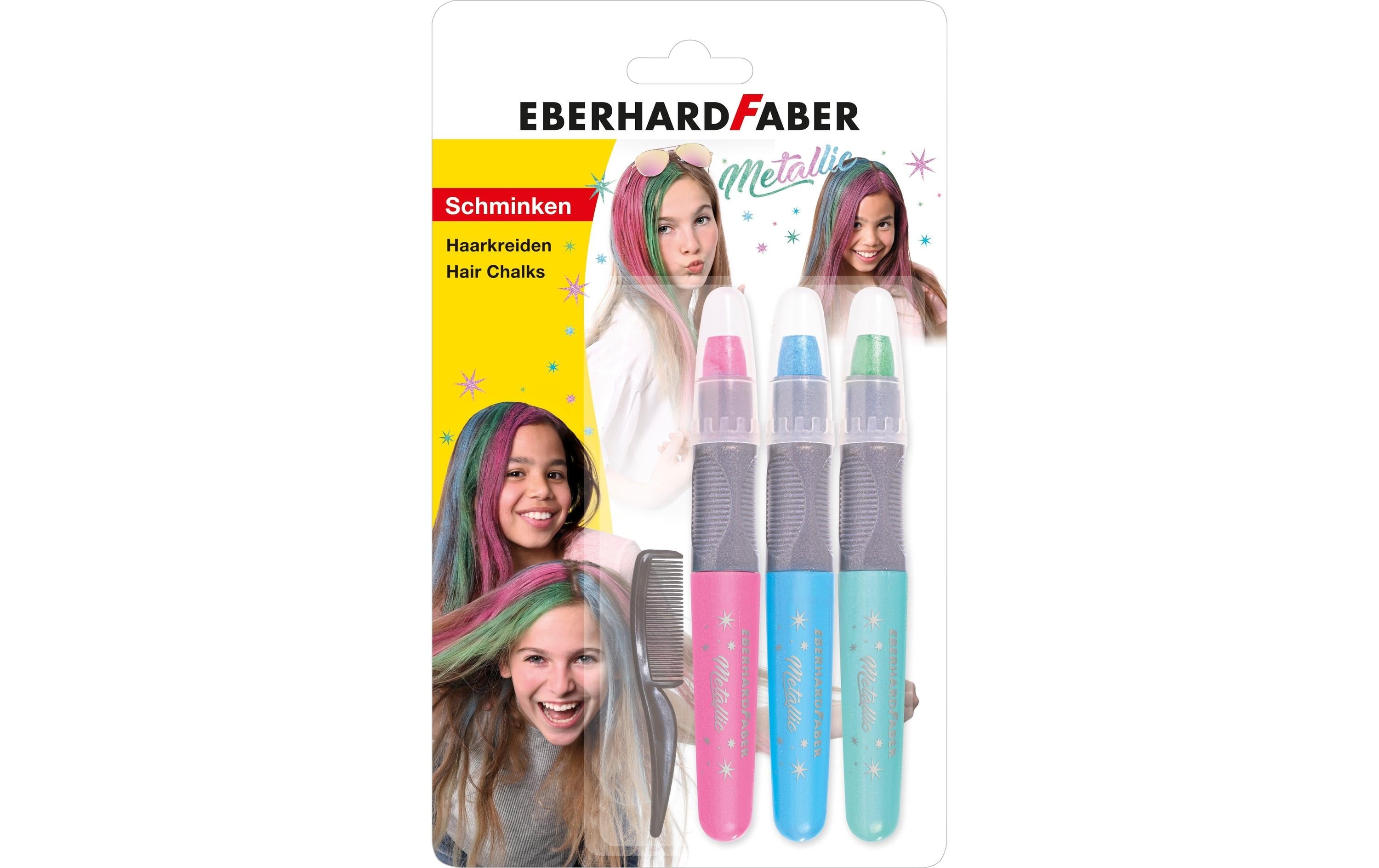 Eberhard F. Haarkreide Set Metallic 3 Haarkreiden + 1 kleiner Kamm