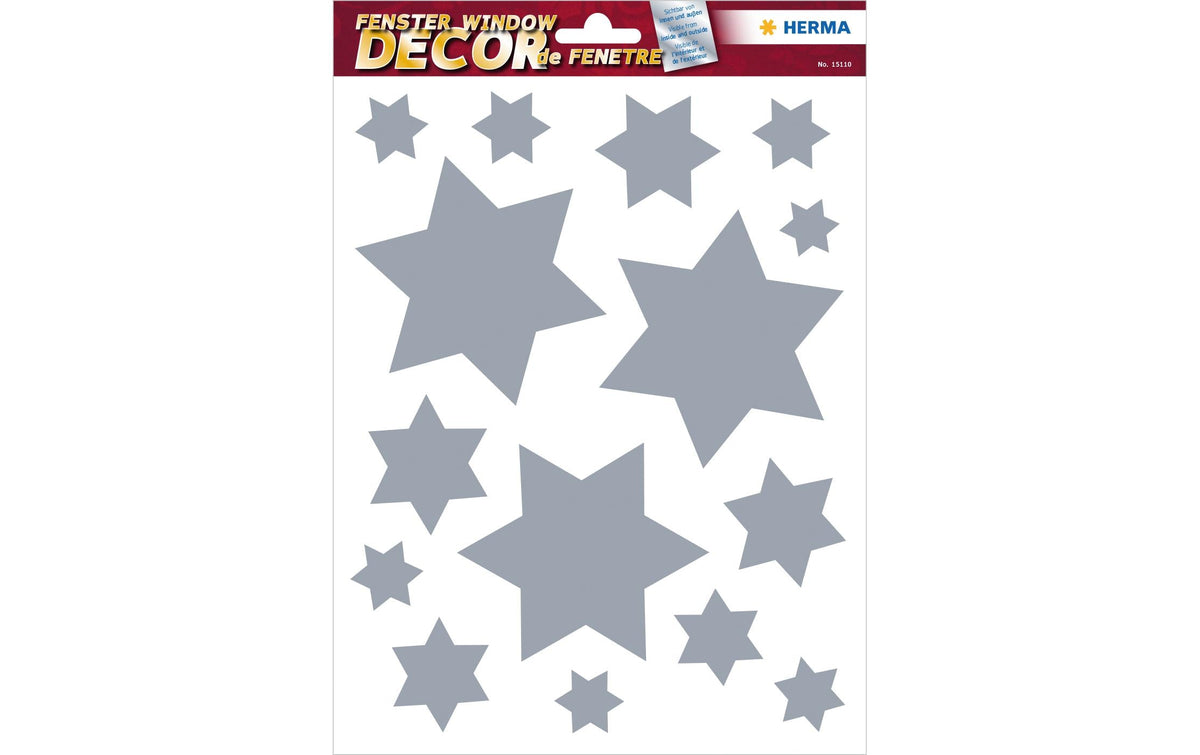 Herma Fensterbild Sterne Silber 1 Blatt mit Fenstersticker