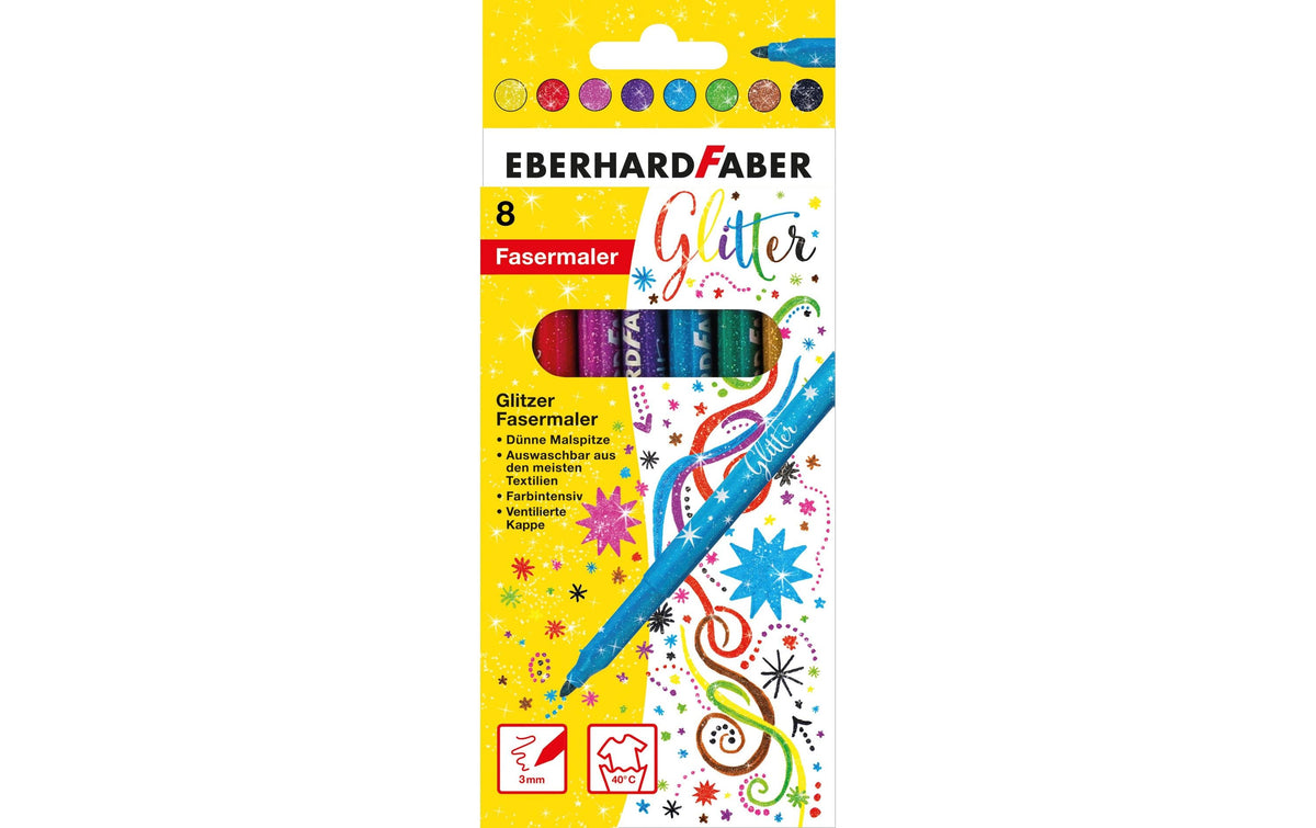 Eberhard F. Fasermaler Glitter 8er 12er Kartonetui,