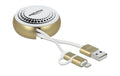 USB2.0 Aufrollkabel, 92CM, A-MB/Lightning mit Autorollfunktion, weiss / gold
