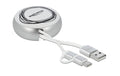 USB2.0 Aufrollkabel, 92CM, A-MB/Typ-C mit Autorollfunktion, weiss / silber