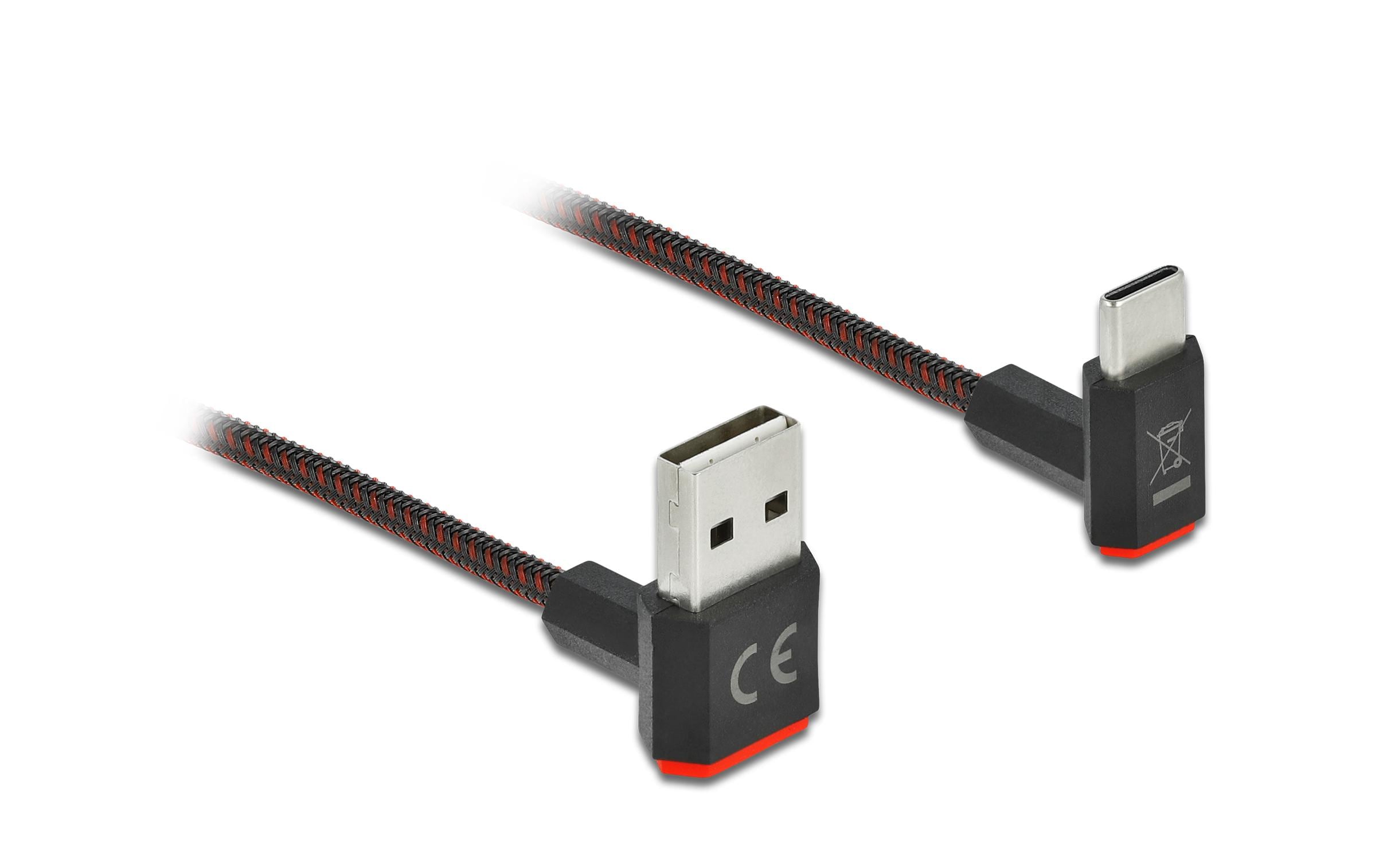 Delock EASY USB2.0-Kabel A-C: 1.5m, schwarz oben/unten gewinkelt,beidseitig einsteckbar