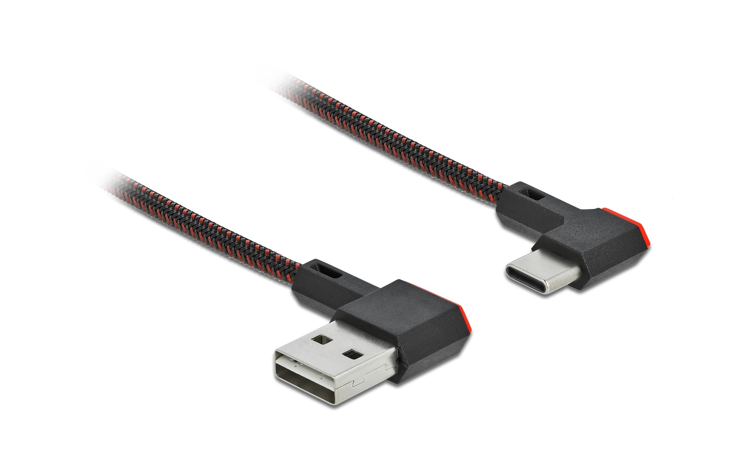 Delock EASY USB2.0-Kabel A-C: 0.5m, schwarz gewinkelt 90/270°, beidseitig einsteckbar
