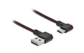 Delock EASY USB2.0-Kabel A-C: 2m, schwarz gewinkelt 90/270°, beidseitig einsteckbar