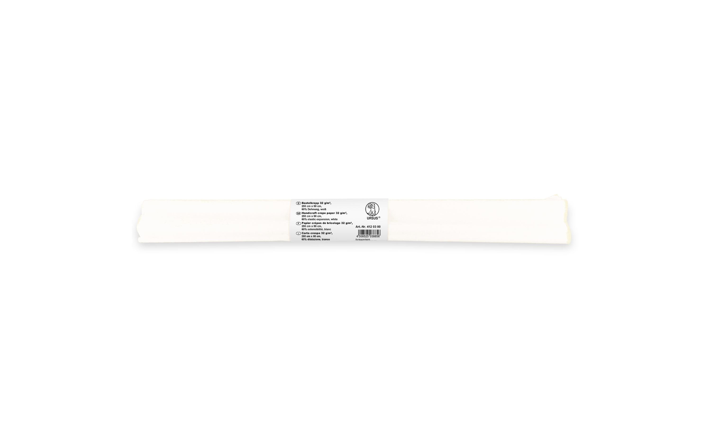 Ursus Krepppapier 32g/m2, 50 x 2.5 m, weiss