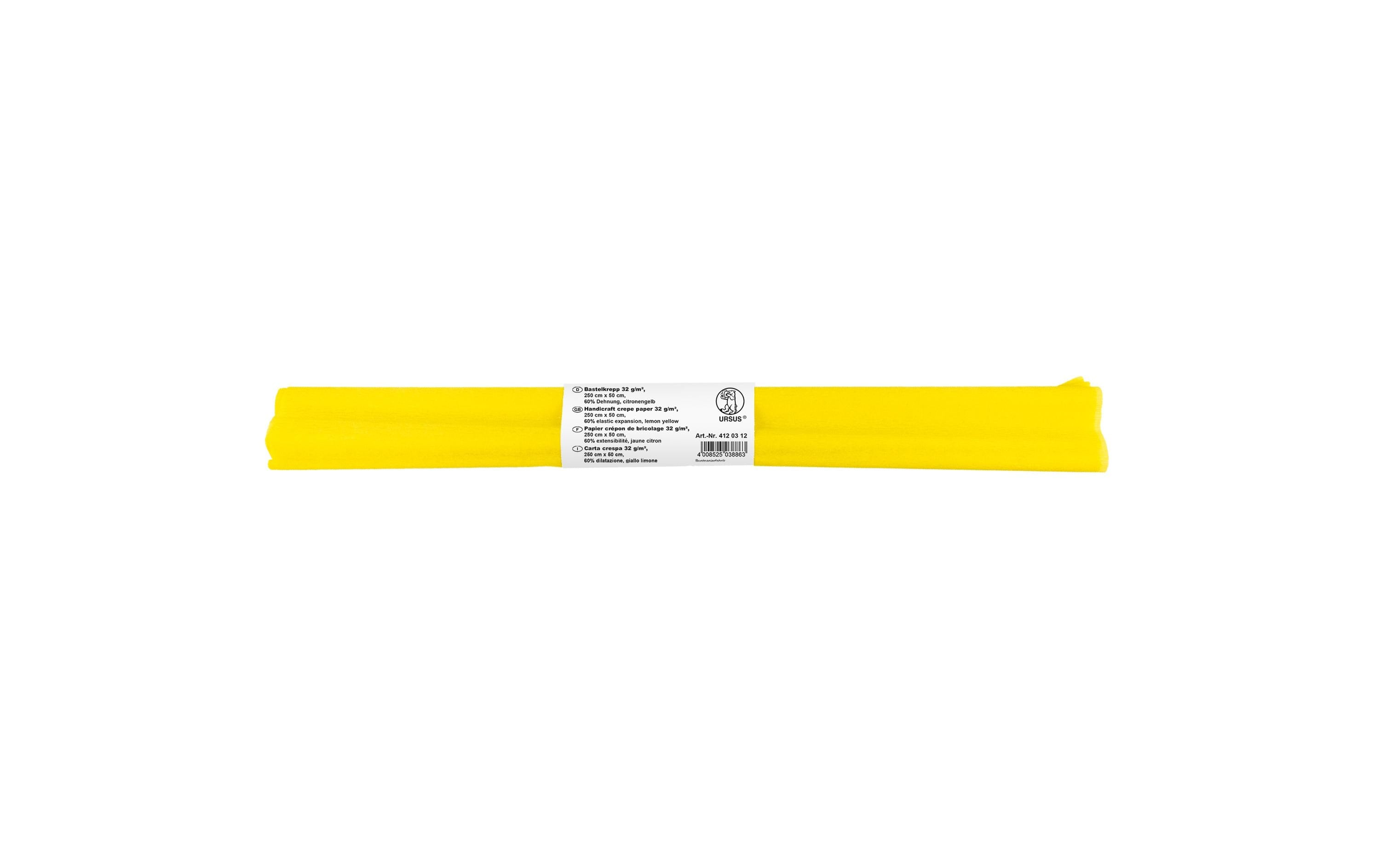 Ursus Krepppapier 32g/m2, 50 x 2.5 m, citronengelb