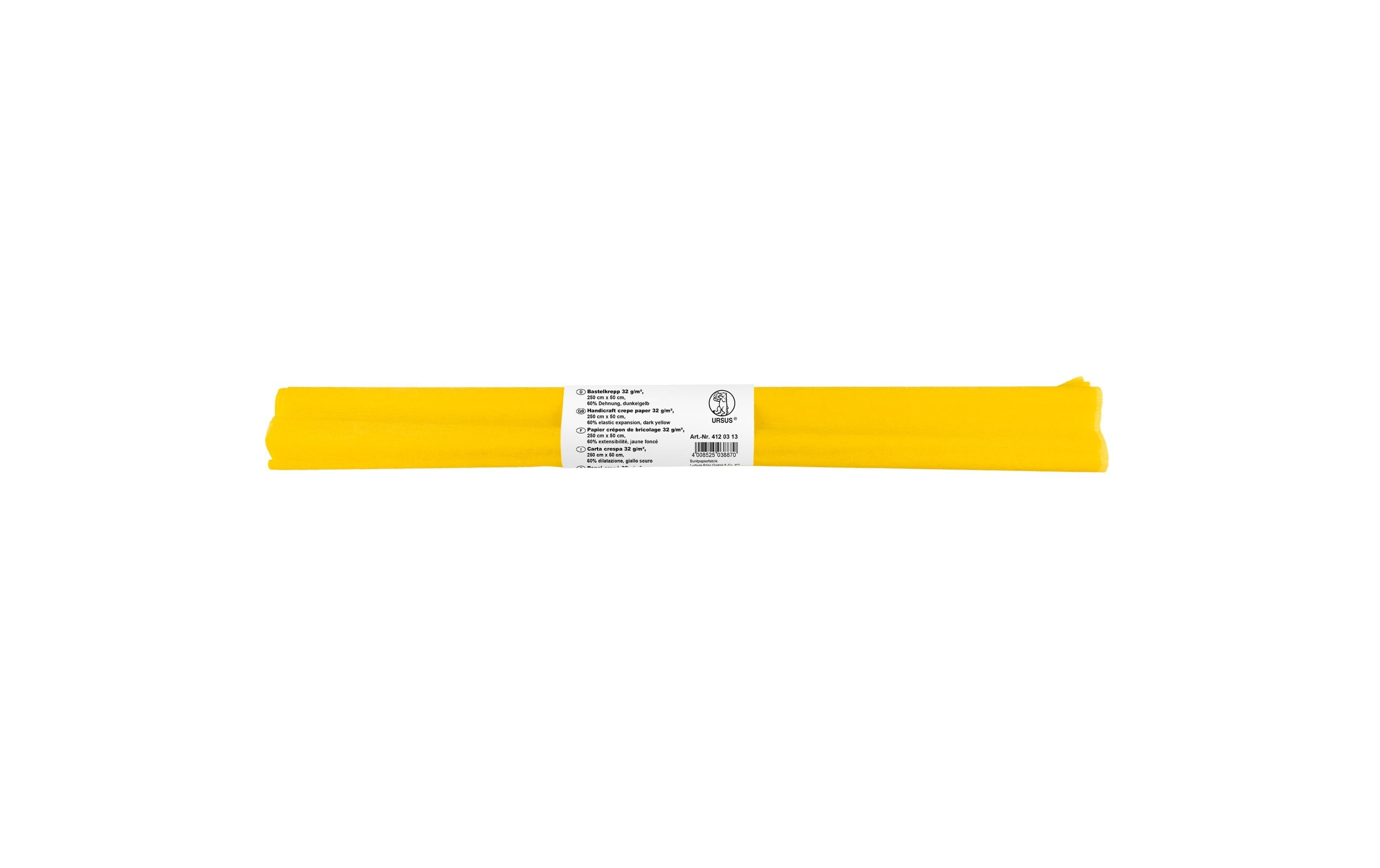 Ursus Krepppapier 32g/m2, 50 x 2.5 m, dunkelgelb