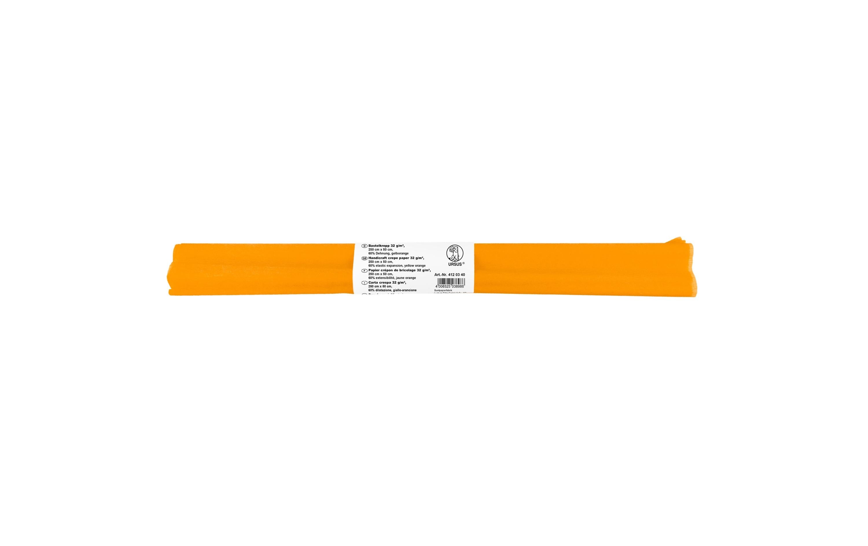 Ursus Krepppapier 32g/m2, 50 x 2.5 m, gelborange