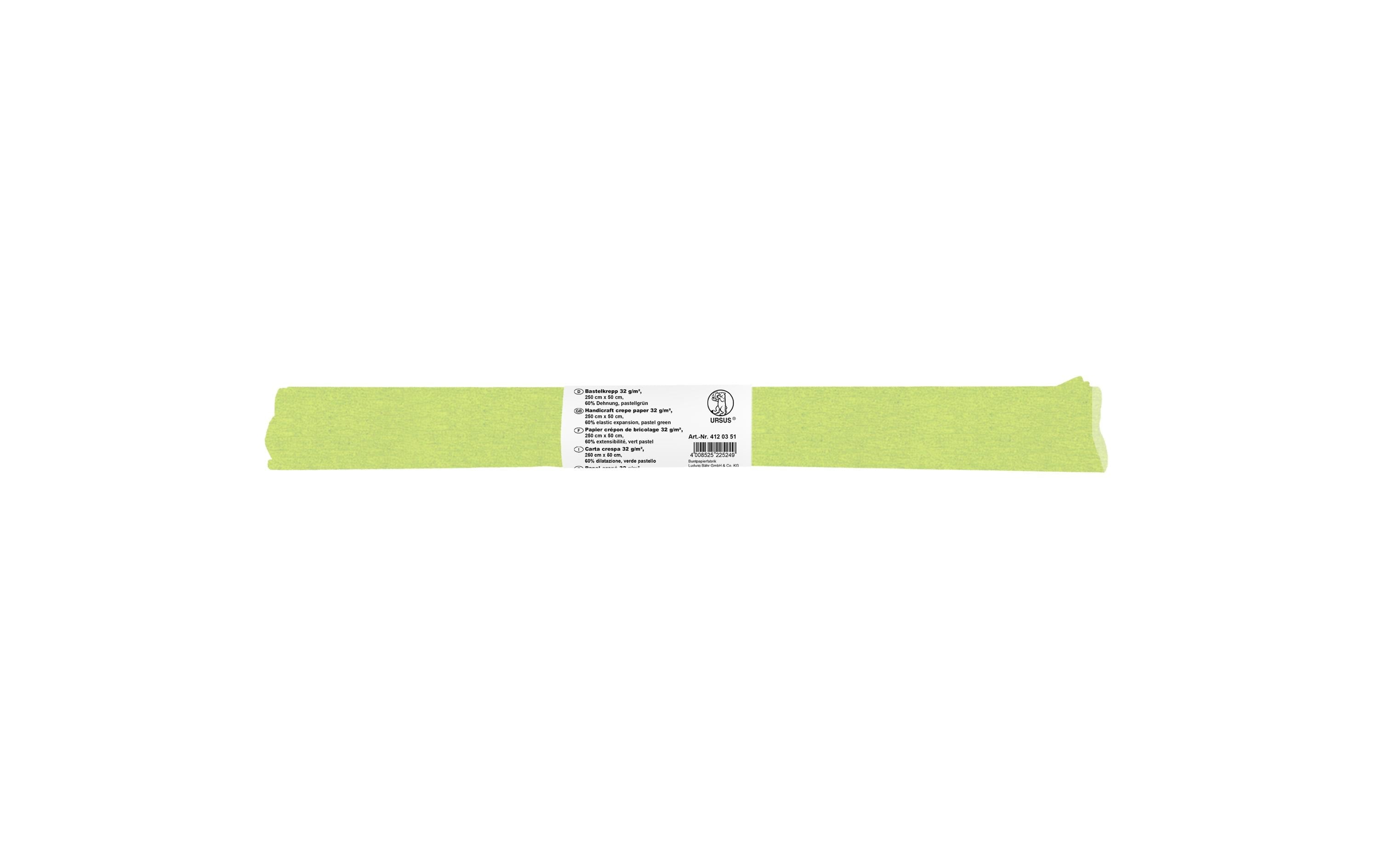 Ursus Krepppapier 32g/m2, 50 x 2.5 m, pastellgrün