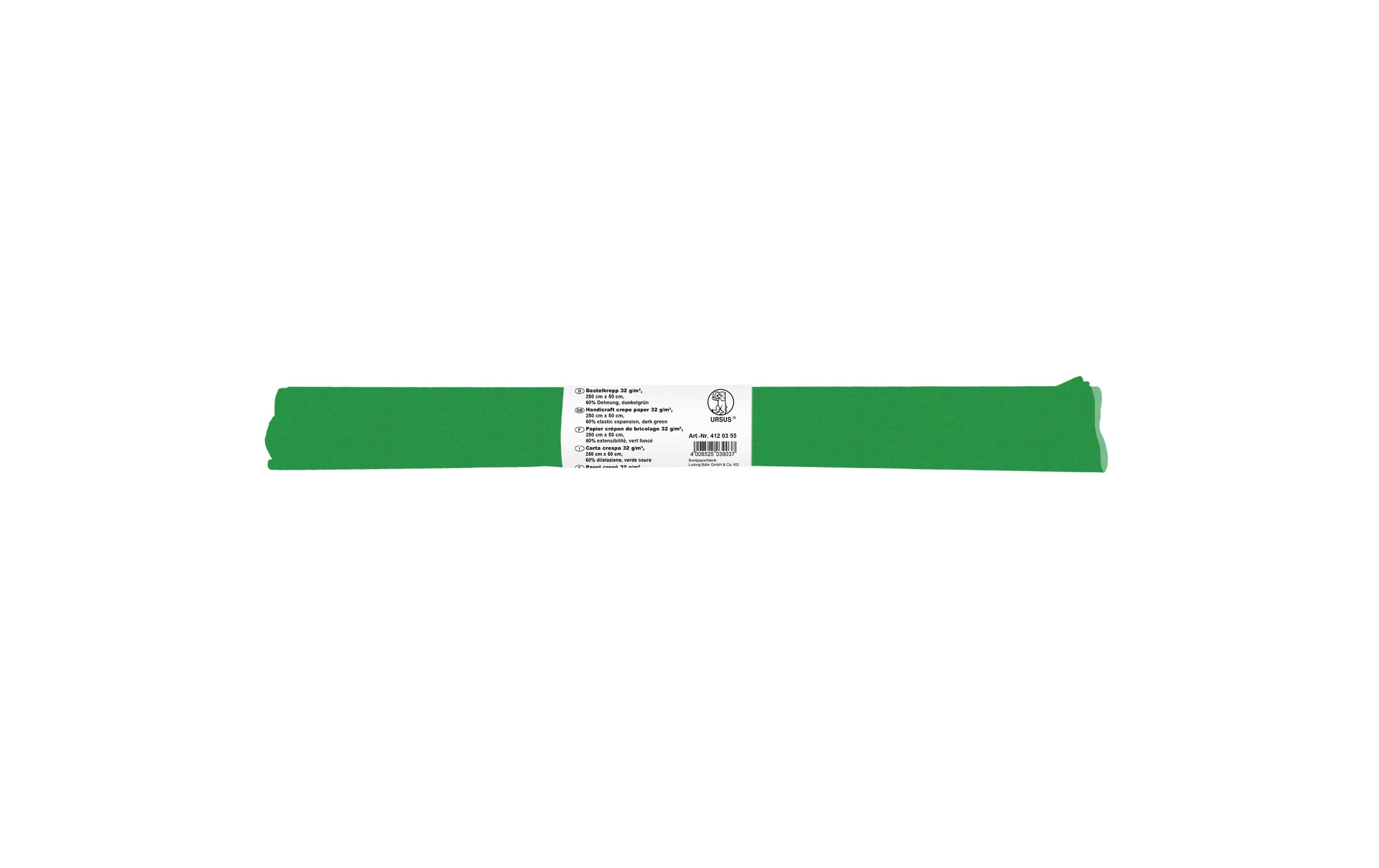 Ursus Krepppapier 32g/m2, 50 x 2.5 m, dunkelgrün