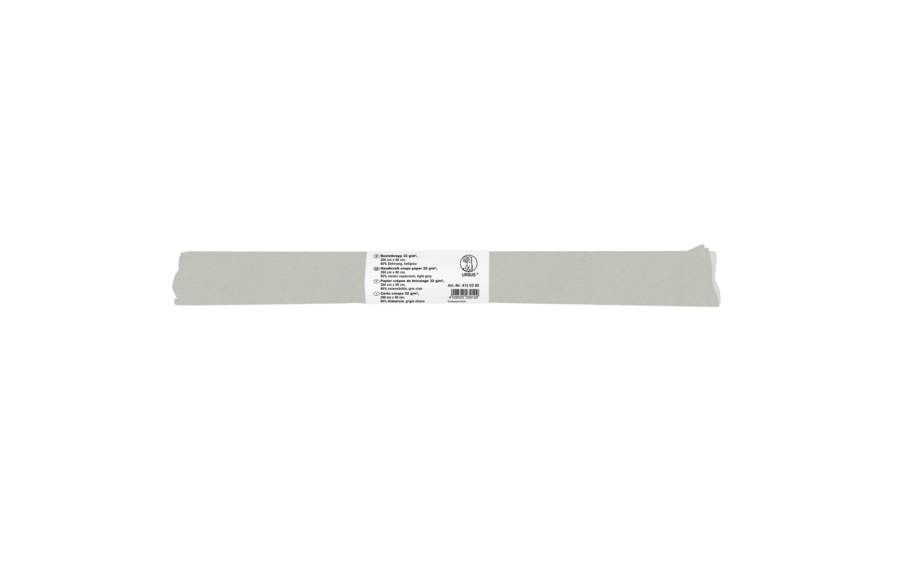 Ursus Krepppapier 32g/m2, 50 x 2.5 m, hellgrau