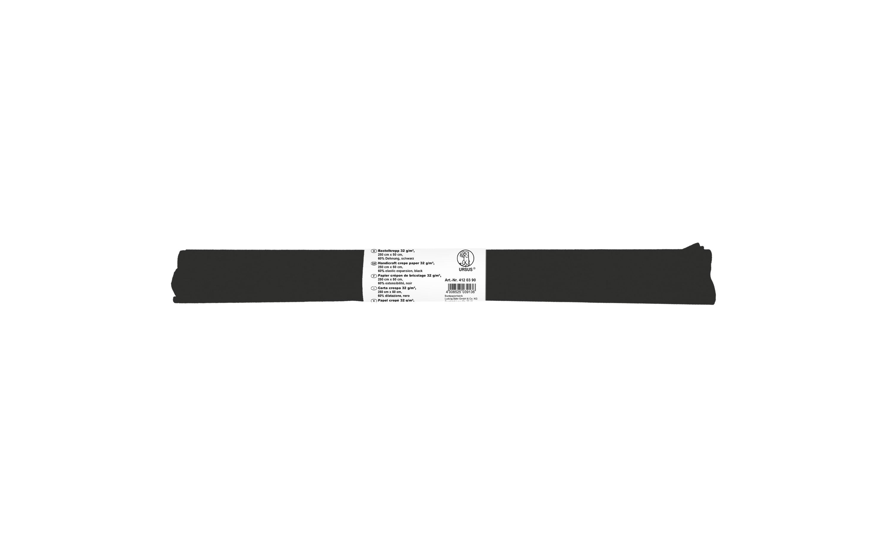 Ursus Krepppapier 32g/m2, 50 x 2.5 m, schwarz